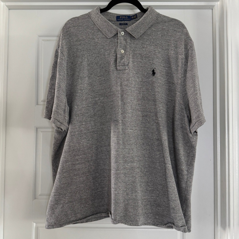 Polo Ralph Lauren Polo Shirt Mens XXL Grey Classic Fit Short Sleeve Heathered